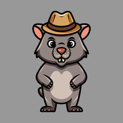 Naklejka premium Cute Wombat Cartoon Style Vector