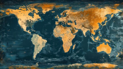 Digital world map - global data monitoring background