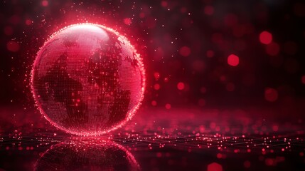 Stunning Digital Globe: A Global Network Visualization in Vibrant Red
