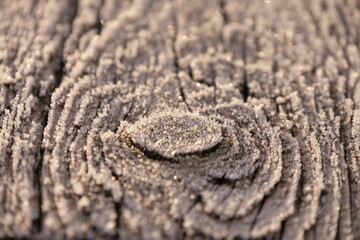 frost on a wooden surface
