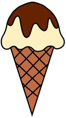 Ice cream with chocolate topping