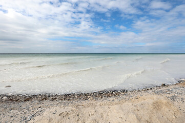 coast of the Baltic Sea with clear water due to the dissolution of mineral salts and especially calcium carbonate