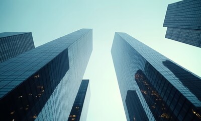 Naklejka premium Reaching for the Sky - Futuristic Skyscraper in Urban Landscape