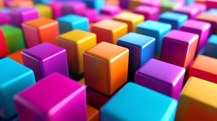 Obraz premium Colorful glossy blocks arranged in a repeating pattern.