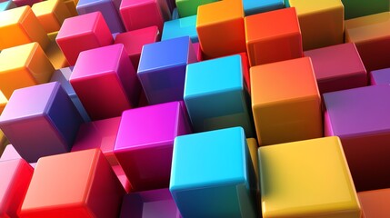 Obraz premium A vibrant abstract background of colorful glossy cubes.