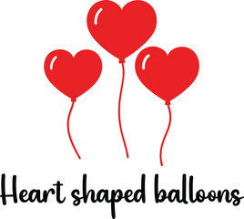Cute Heart shaped balloons vector cartoon illustration for  Valentine's Day
