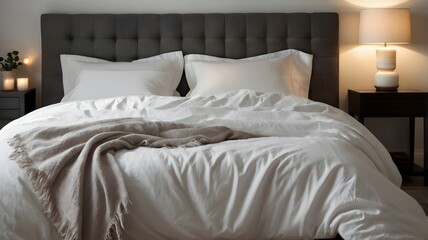 A relaxing bedroom setup with a comfortable mattress and supportive pillows