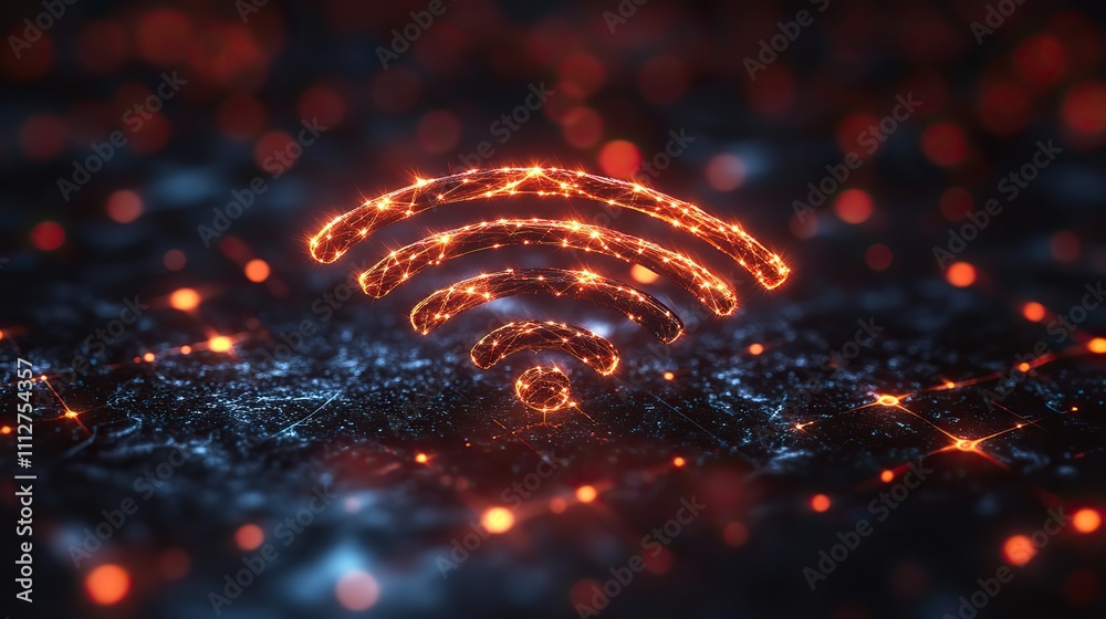 Fototapete 3d wireless connection icon and sharing network on internet hotspot access point for digital and online coverage broadcasting area with 3d wifi 3d wireless signal icon rendering illustratio
