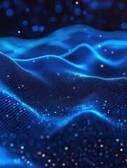 Fototapeta premium Creative glowing digital blue backdrop. NFT, AI, VPN, technology, future and big data concept. 3D Rendering