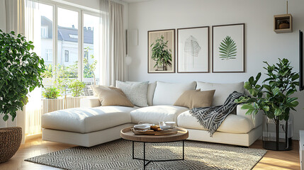 Modern Scandinavian Apartment Living Room Interior Design