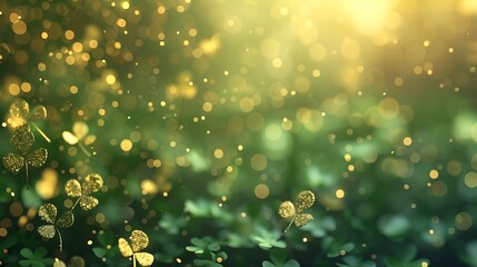 Obraz premium St. Patrick's day abstract gold pattern with clover leaves