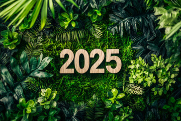 2025 New Year Concept: Sustainable Development Goals, Net Zero, Carbon Neutral, and ESG on Nature Background
