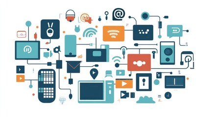 Interconnected Digital World: A Visual Representation of Modern Technology and Communication