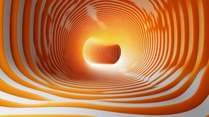 Abstract Orange and White Architectural Tunnel Design