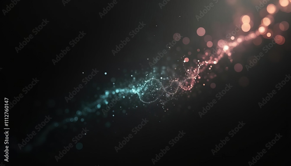 Poster abstract neon light waves and particles glowing on a dark background