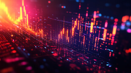 Abstract Technology Background Featuring Technical Financial Graphs and Data Visuals