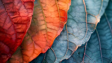 Fototapeta premium Texture of autumn leaf veins