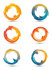 Reload arrows. Circle arrow, connect or recycle digital icons. Connection restart symbols, isolated rotate round group recent vector collection