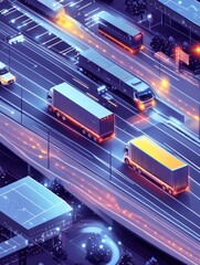 Fototapeta premium Smart traffic management, Internet of Things. Intelligent transportation system, autonomous public transport, truck platooning metaphors. Vector isolated concept metaphor illustrations.