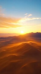 Obraz premium A breathtaking sunset over rolling hills, bathed in warm hues, creating a serene and tranquil landscape.