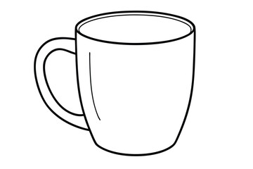 Empty mug line art vector illustration