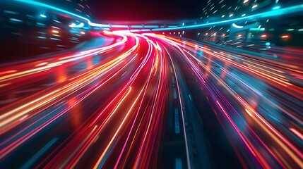 Virtual reality-inspired abstract neon motion