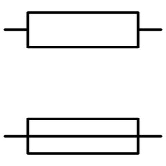 Schematic designation of resistor and fuse used in electrical engineering