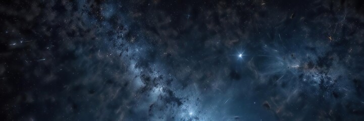 Shiny starfield against a deep blue background, with some stars showing through the veil of gas and dust, starfield, galaxy, dark blue, space, stars