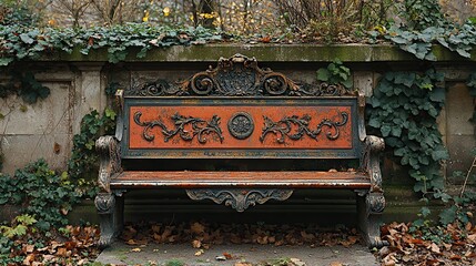 an antique bench in a french public par