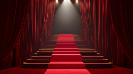 Fototapeta premium Red Carpet Staircase: A Grand Entrance