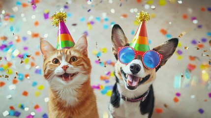 Fototapeta premium Happy New Year Festive Pet Duo