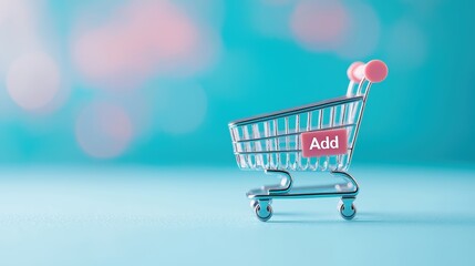 An empty shopping cart icon with a plus sign or the word "Add" next to it, encouraging users to start browsing and adding items to their cart.