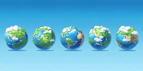 Visual representation of Earth showcasing different stages of ecological balance and climate change effects