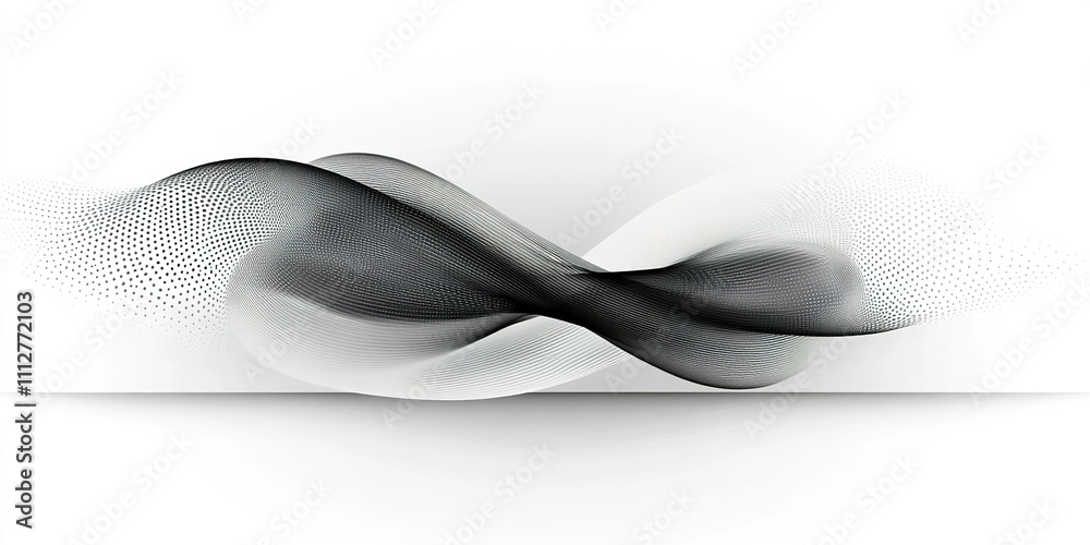 Poster abstract black and white wave patterns creating a dynamic visual flow in modern design