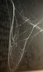 A single strand of spider silk glistens in the soft light, emphasizing its strength and durability , nature, spider silk