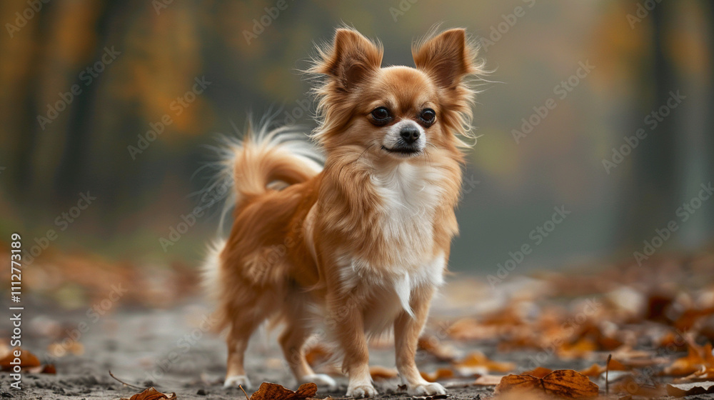 Wall mural Beautiful cute Chihuahua dog on a bright background