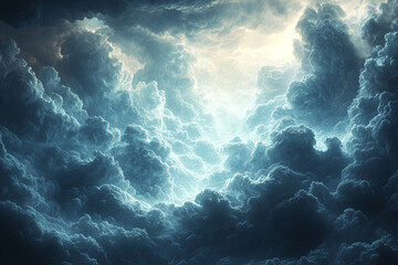 Dramatic Cloudscape Light Illuminates Dense Storm Clouds