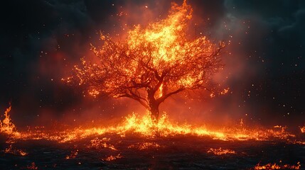 Naklejka premium burned but not consumed burning bush