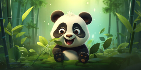 Panda in the forest Generative AI