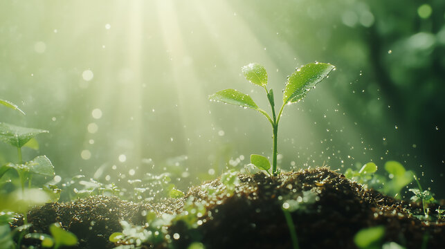 Young plant springing up out of the soil