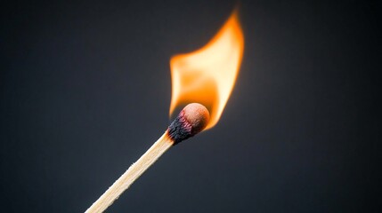 lit matchstick with flame against dark background