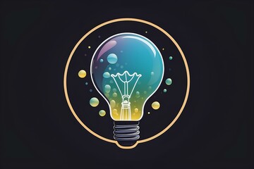 minimalist light bulb with gear-inspired elements symbolizing innovation and