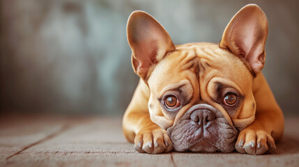 French bulldog lying on the floor with a sad expression