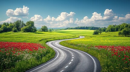 Naklejka premium curved road with white markings illustratio