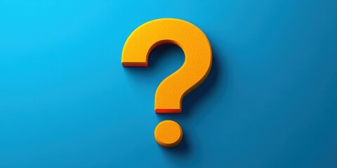 A bold and modern question mark on a soft blue background. A clean and minimal representation of queries and support. Banner with space for text