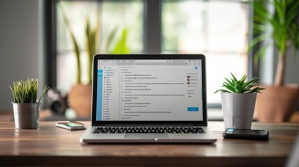 Fototapeta premium Professional Email Communication on Minimalist Desk for Office Productivity