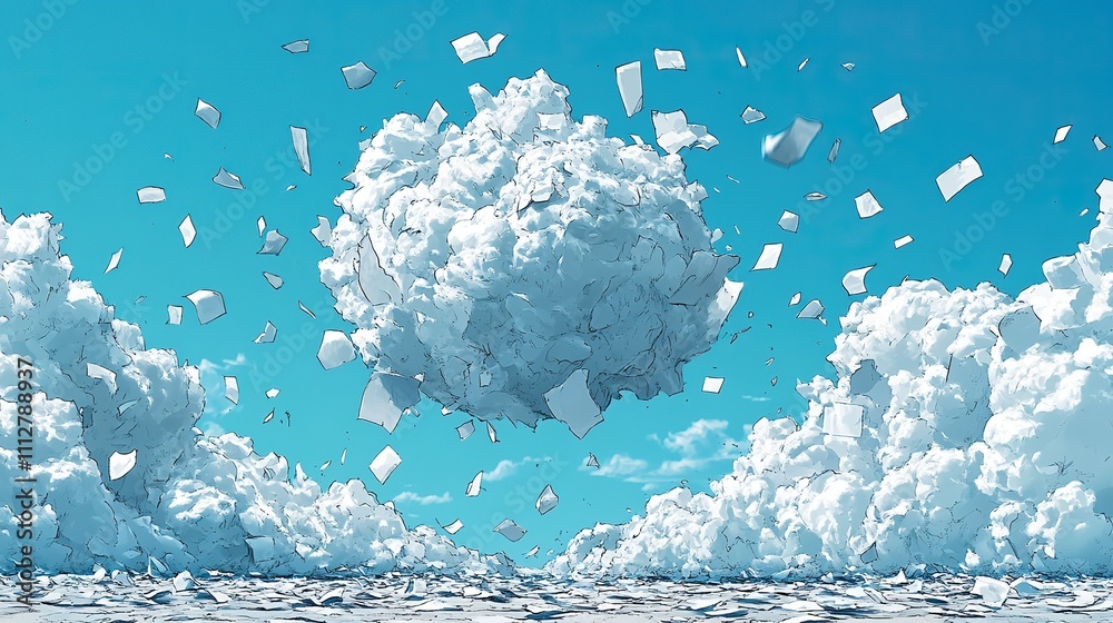 Poster documents in paper files become misplaced flying sheets blank sheet office element thrown object whi