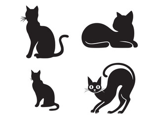 World cat day. set of cats silhouettes