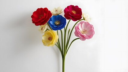 Obraz premium Elegant Single Stem with Multicolored Flowers .