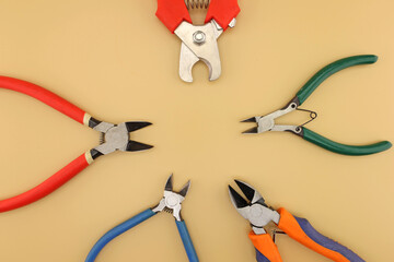 A tool for installing equipment in an electrical switchboard. Soft focus. Close-up.